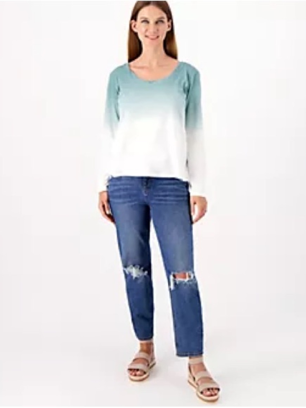 Candace Cameron Bure Distressed Boyfriend Jeans - Medium Blue